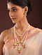 Red Gold Tone Kundan Beaded Necklace And Earrings With Pearls