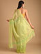 Green Handloom Zari Weave Linen Saree With Ombre
