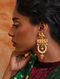 Pink Green Gold Tone Kundan Earrings With Pearls