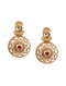Red Gold Tone Kundan Necklace With Earrings