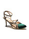 Green Titanium Handcrafted Satin Leather Pencil Heels