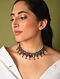 Navratan Temple Silver Necklace with Pearls