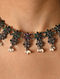 Maroon Green Kempstone Encrusted Temple Silver Necklace with Pearls