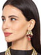 Red Peach Gold Tone Kundan Necklace And Earrings With Agate