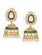 Green Gold Tone Polki Silver Earrings with Pearls