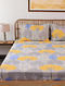 Saptaparni 100% Cotton Yellow Double Fitted Printed Bed Sheet Set