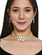 Gold Tone Polki Silver Necklace with Earrings