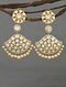 Gold Tone Polki Silver Earrings with Pearls
