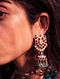Maroon Gold Plated Silver Earrings