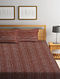 Brown Striped Cotton King Size Bed Cover Set