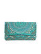 Torquoise Handcrafted Beaded Jacquard Clutch