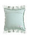 Aqua Green Macrame Cushion Cover with Fringes (L-18in, W-18in)