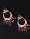 Gold Pink Cystal Polki Silver Earrings with Ruby