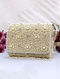 White Handcrafted Beaded Cotton Clutch