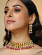 Pink Gold Tone Kundan Choker Necklace With Earrings