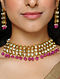 Pink Gold Tone Kundan Choker Necklace With Earrings