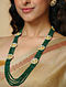 Green Gold Tone Kundan Beaded Necklace With Earrings