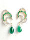 Green White Earrings with Diamond and Emerald