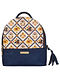 Blue Handcrafted Printed Faux Leather Backpack