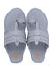 Grey Handcrafted Faux Leather Kolhapuri Flats for Girls