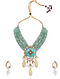Green Turquoise Gold Tone Kundan Beaded Necklace With Earrings