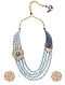 Blue Gold Tone Kundan Beaded Necklace With Earrings