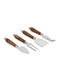 Brown Stainless Steel Cheese Knives With Wooden Handles (L-6.8in) (Set Of 4)