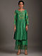 Green Embroidered Chanderi Silk Pants