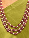 Red White Beaded Necklace With Rubies And Pearls