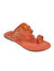 Orange Handcrafted Faux Leather Kolhapuri Flats for Girls