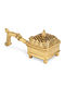 Antique Gold Square Incense Burner With Handle (L-6in, W-2.5in, H-3in)