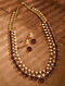 Red Gold Tone Vellore Polki Silver Necklace Set with Fresh Water Pearls