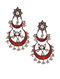 Red Tribal Silver Earrings with Pearls