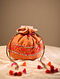 Orange Handcrafted Embroidered Silk Potli