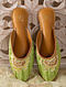 Lime Green Hand Embroidered Beaded Leather Mojaris