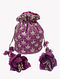 Purple Hand Embroidered Silk Potli With Gota Patti Work