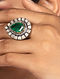 Gold Polki Ring With Emerald Uncut Diamonds And Diamonds(Size: 11)