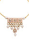 Pink Gold Tone Kundan Enameled Necklace
