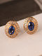 Gold Earrings with Sapphire and Diamonds