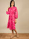 Fuchsia Pink Printed Cotton Dress