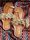 Gold Handcrafted Leather Kolhapuri Flats With Gota Work