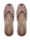 Tan Handcrafted Leather Juttis With Mukaish Work
