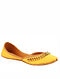 Yellow Handcrafted Leather Suede Juttis