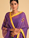 Purple Soof Embroidered Ponduru  Cotton Saree