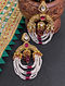 Red Gold Tone Kundan Jhumki Earrings