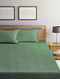 Green Cotton Floral Woven Double Bed Cover Set