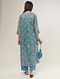 Blue Hand Block Printed Silk Chanderi Kurta Dress with Cotton Slip (Set of 2)