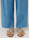 Blue Pintucked Cotton Pants