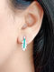 Green White Gold Earrings With Emerald For Kids