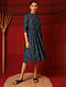 Indigo Blue Cotton Jacquard Dress with Drawstring
